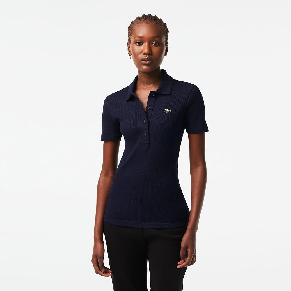 Lacoste Navy Blue Short Sleeve Button-Down Polo Shirt